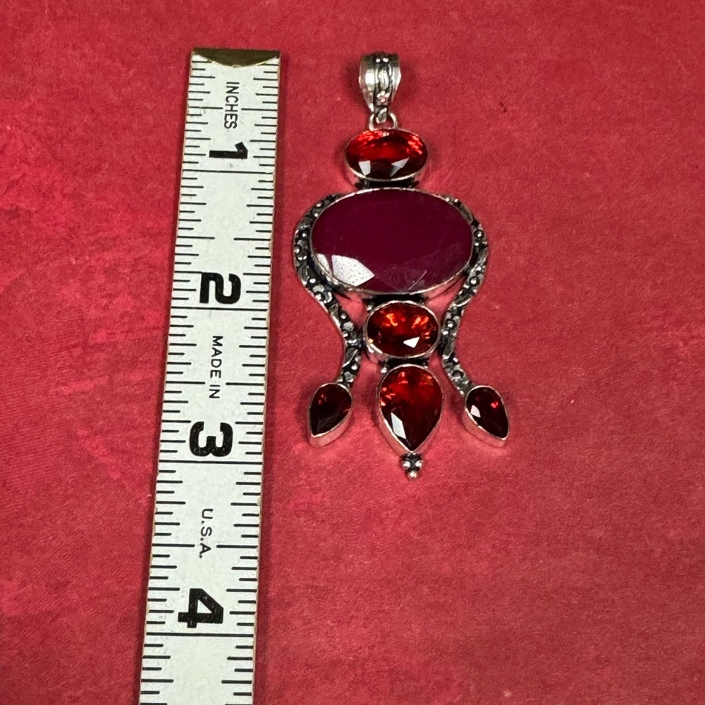 Ruby & Garnet Silver Pendant - image 8